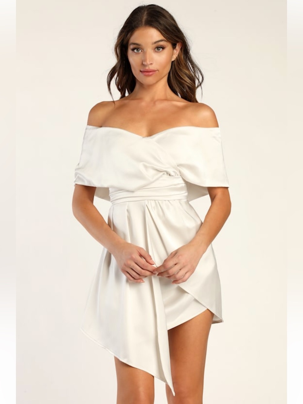 Lulu's Ivory Off-the-Shoulder Short Wedding Dress - Picture 9 of 11